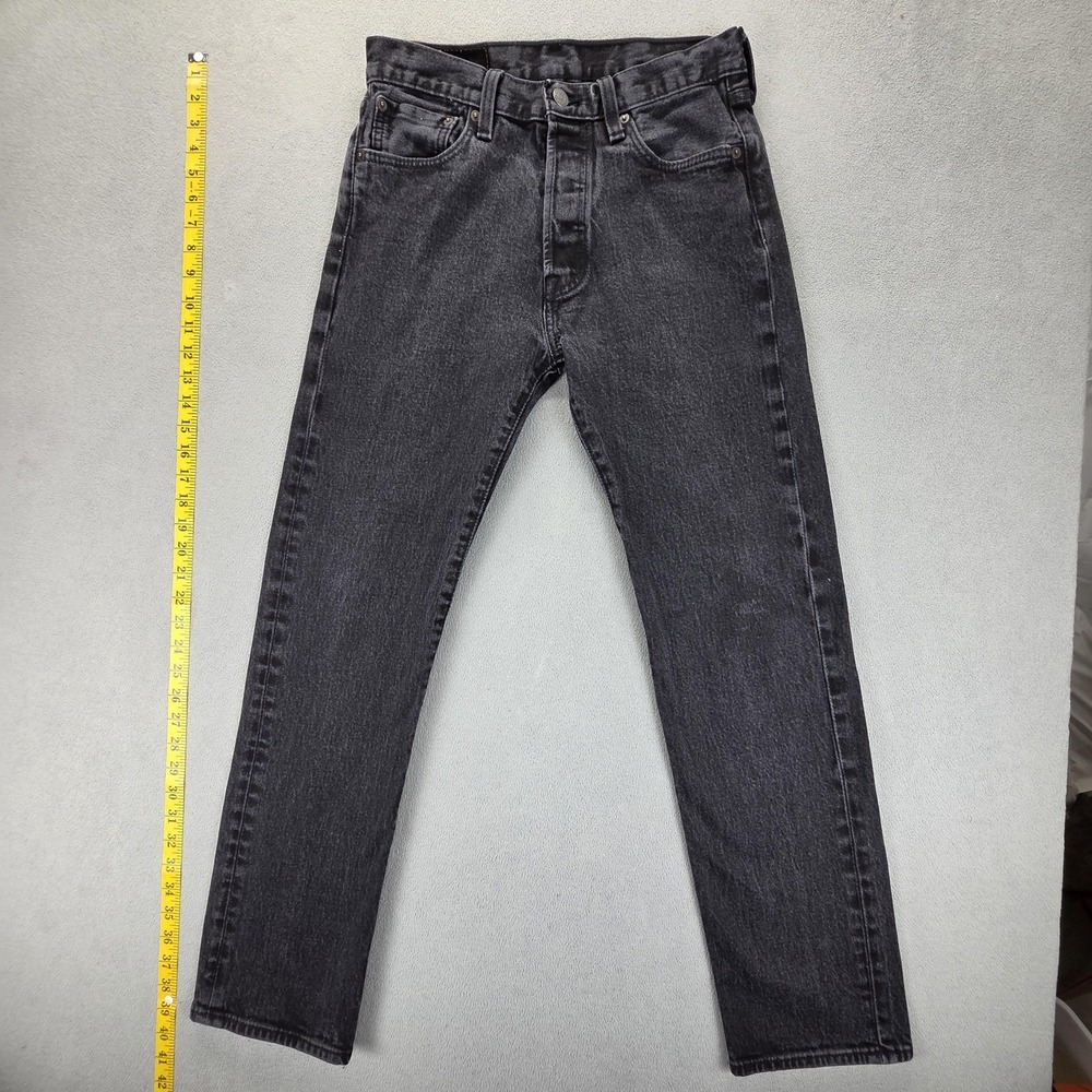 Levis 501 Jeans Mens Black Wash Straight Regular‎ Button Fly Fits 27x29